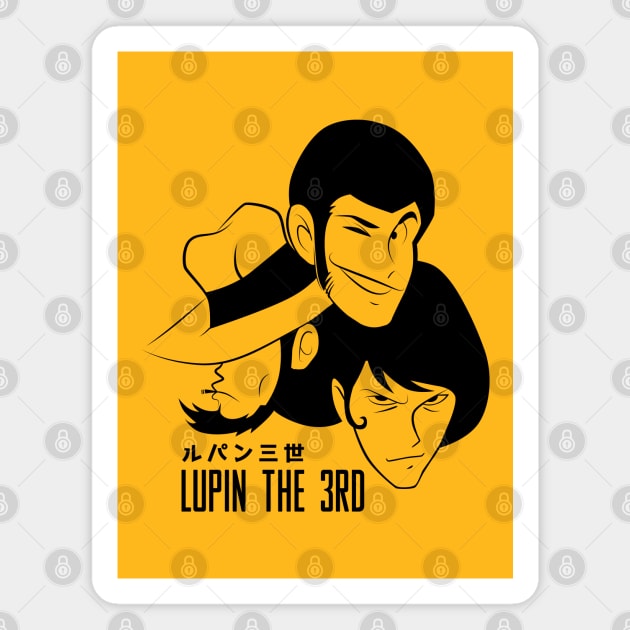 218 Lupin 3head Magnet by Yexart